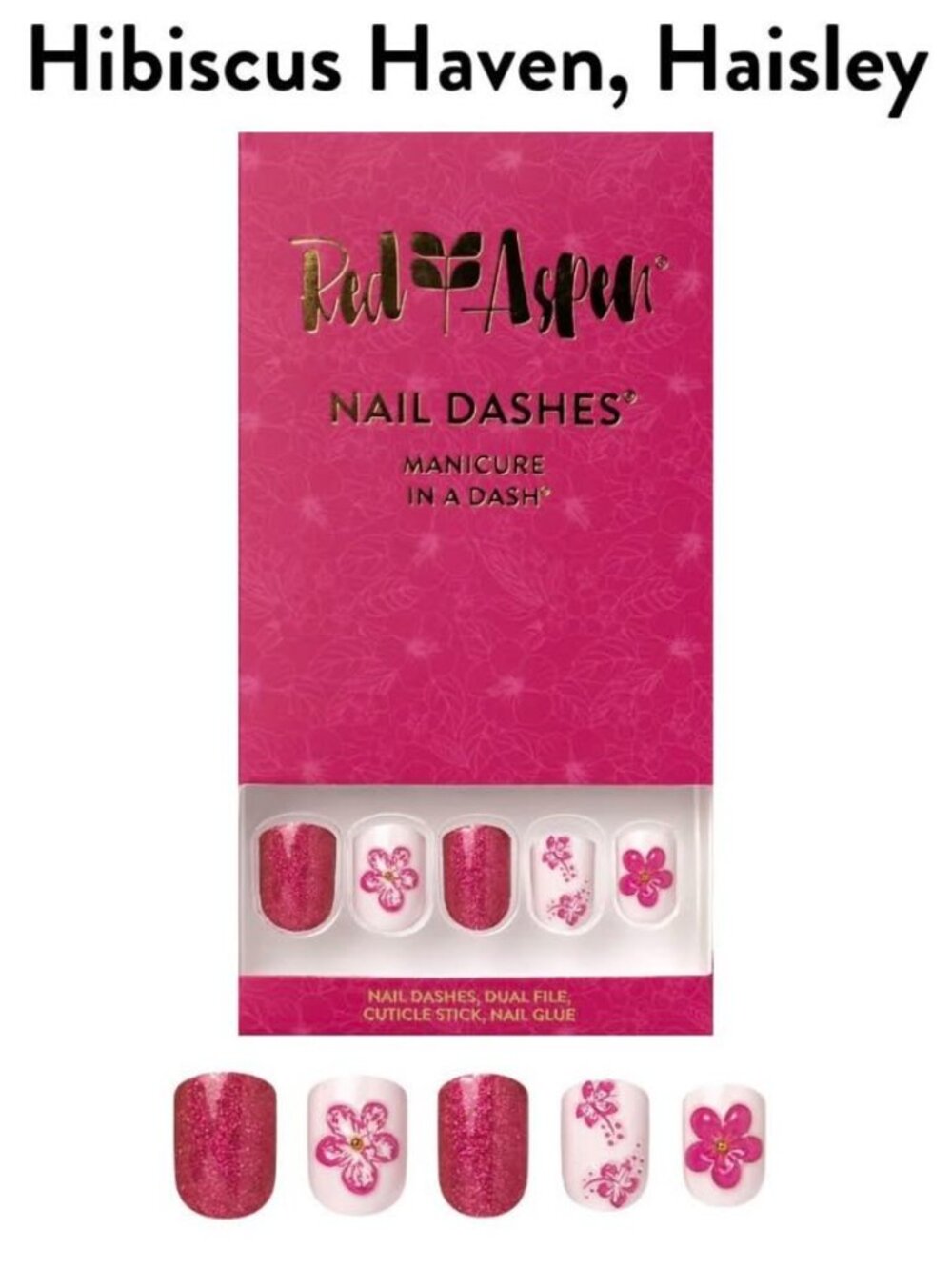 Red Aspen Mani Mix‑Up Hibiscus Haven, Haisley Short Square NIB